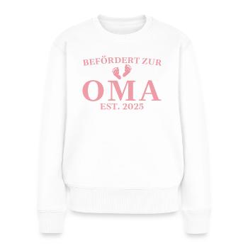 Schwangerschaftsverkündung 2025 Werdende Oma - Frauen Premium Bio Pullover - Weiß - Vorne - Julia (174cm)