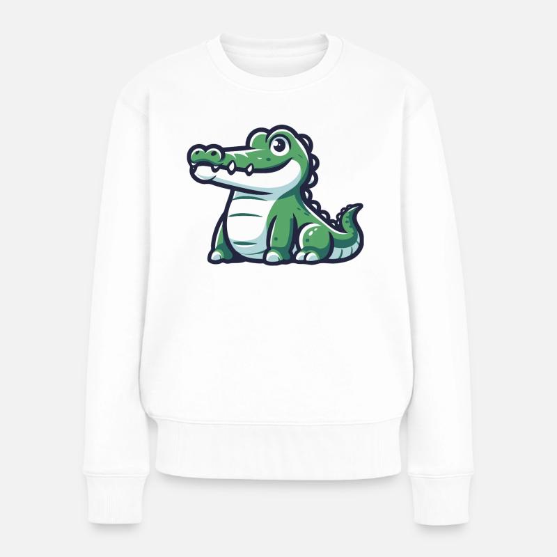 Crocodile amical d’une aventure tropicale - Pull Premium bio Femme - blanc