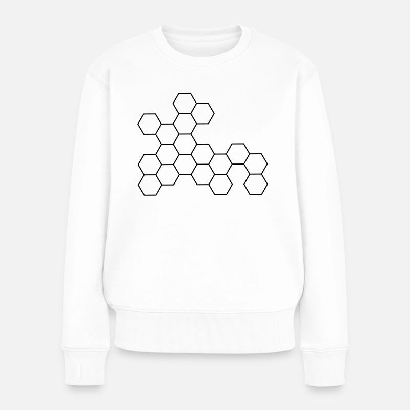 Waben - Frauen Premium Bio Pullover - Weiß