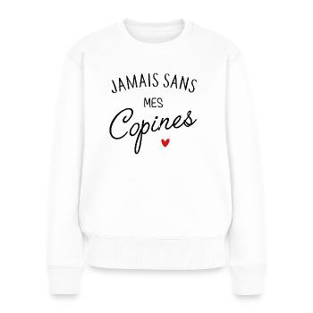 Jamais sans mes copines - Pull Premium bio Femme - blanc - Devant - Julia (174cm)