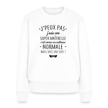 Super maîtresse - Pull Premium bio Femme - blanc - Devant - Julia (174cm)