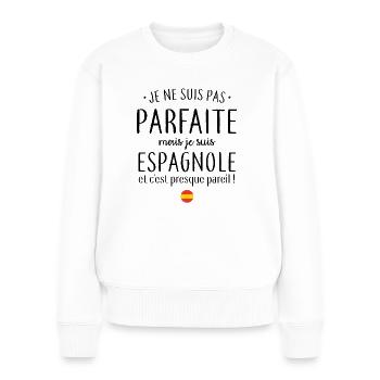 Je suis Espagnole - Pull Premium bio Femme - blanc - Devant - Julia (174cm)