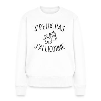 J'peux pas j'ai licorne - Pull Premium bio Femme - blanc - Devant - Julia (174cm)