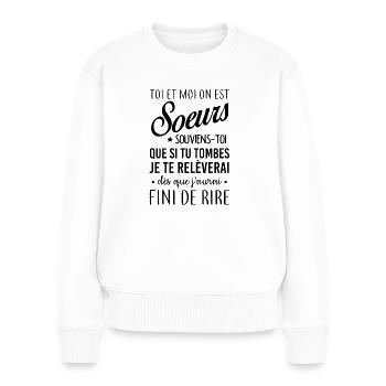 On est soeurs - Pull Premium bio Femme - blanc - Devant - Julia (174cm)
