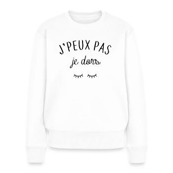 J'peux pas je dors - Pull Premium bio Femme - blanc - Devant - Julia (174cm)
