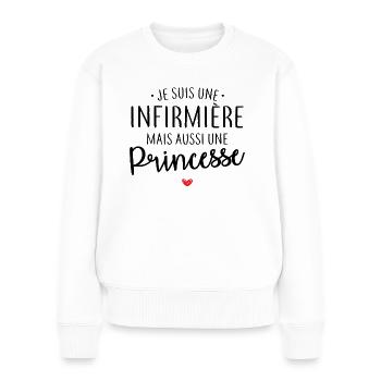 Infirmière et princesse - Pull Premium bio Femme - blanc - Devant - Julia (174cm)