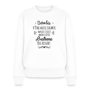 Mon côté Bretonne - Pull Premium bio Femme - blanc - Devant - Julia (174cm)