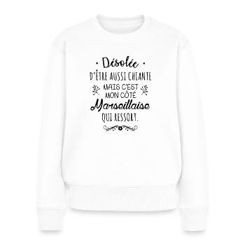 Mon côté Marseillaise - Pull Premium bio Femme - blanc - Devant - Julia (174cm)
