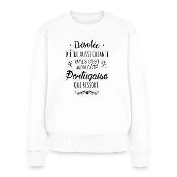 Mon côté Portugaise - Pull Premium bio Femme - blanc - Devant - Julia (174cm)