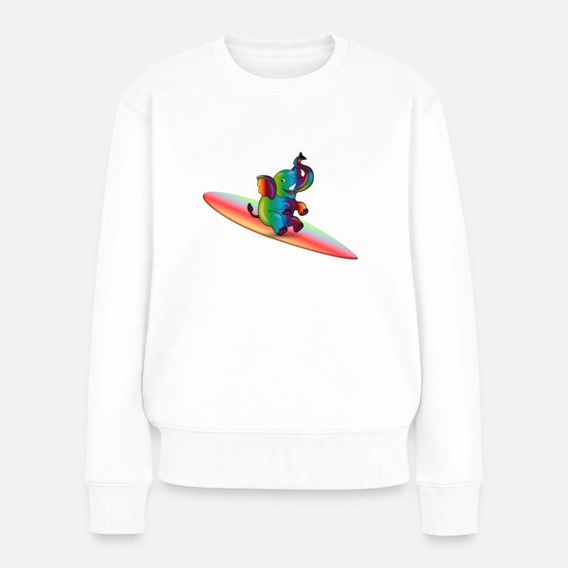 surfin elephant - Frauen Premium Bio Pullover - Weiß