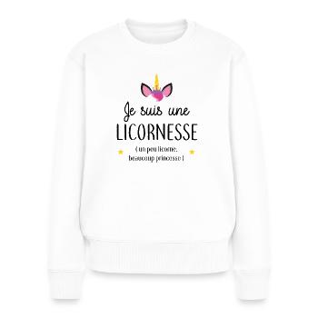 Licornesse - Pull Premium bio Femme - blanc - Devant - Julia (174cm)