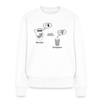 BEMBEL SUCHT GERIPPTES - Frauen Premium Bio Pullover - Weiß - Vorne - Julia (174cm)