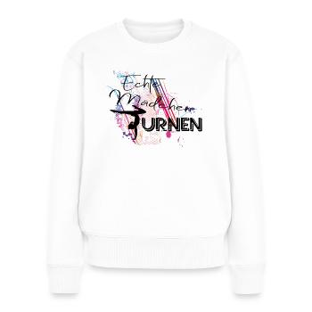 Echte Mädchen Turnen - Frauen Premium Bio Pullover - Weiß - Vorne - Julia (174cm)