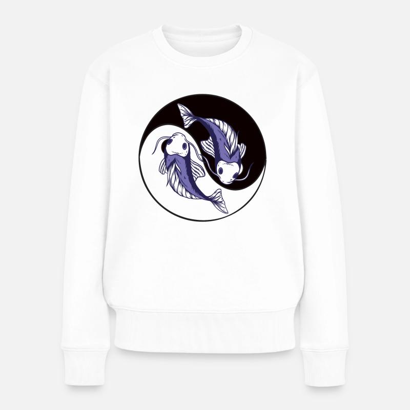 Fische Yin Yang - Frauen Premium Bio Pullover - Weiß