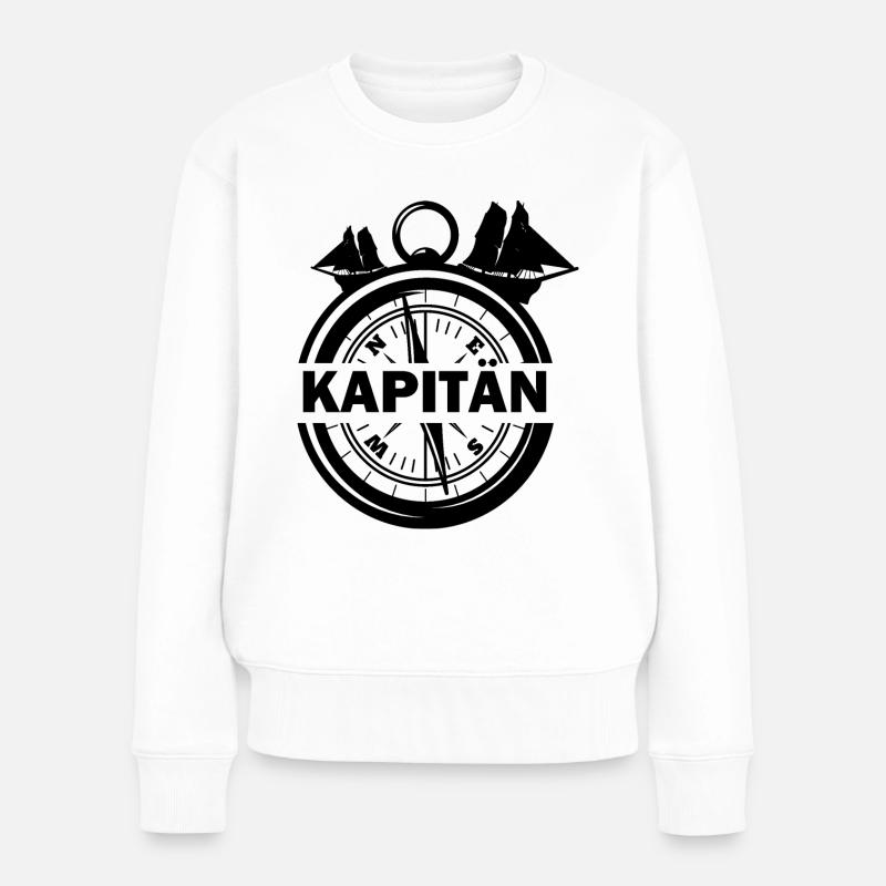 Kapitän Kompass - Frauen Premium Bio Pullover - Weiß