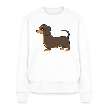 Dackel - Frauen Premium Bio Pullover - Weiß - Vorne - Julia (174cm)