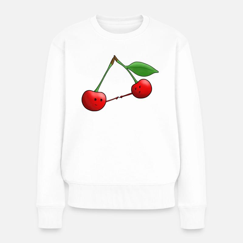 Süße Kirschen - Frauen Premium Bio Pullover - Weiß