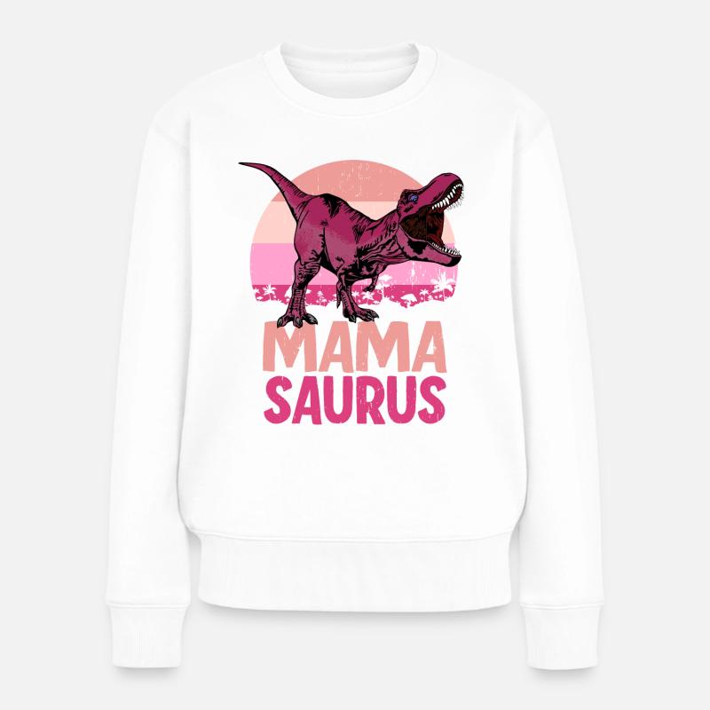 Mama Saurus Mamasaurus Famille des dinosaures - Pull Premium bio Femme - blanc