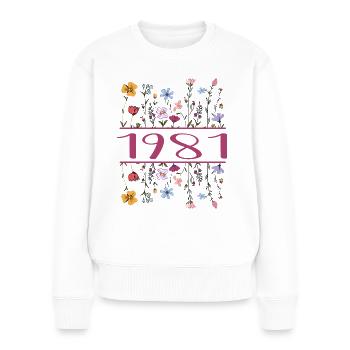 1981 Legendär Seit 1981 Geburtstag 1981 Frauen - Frauen Premium Bio Pullover - Weiß - Vorne - Julia (174cm)