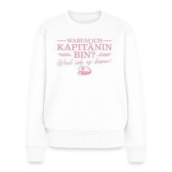 Bootsführerschein bestanden Seglerin Kapitänin - Frauen Premium Bio Pullover - Weiß - Vorne - Julia (174cm)