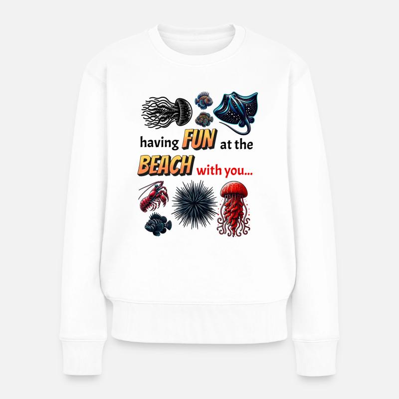 Strand Spaß Sommer Meerestiere Meer Giftig Ozean - Frauen Premium Bio Pullover - Weiß