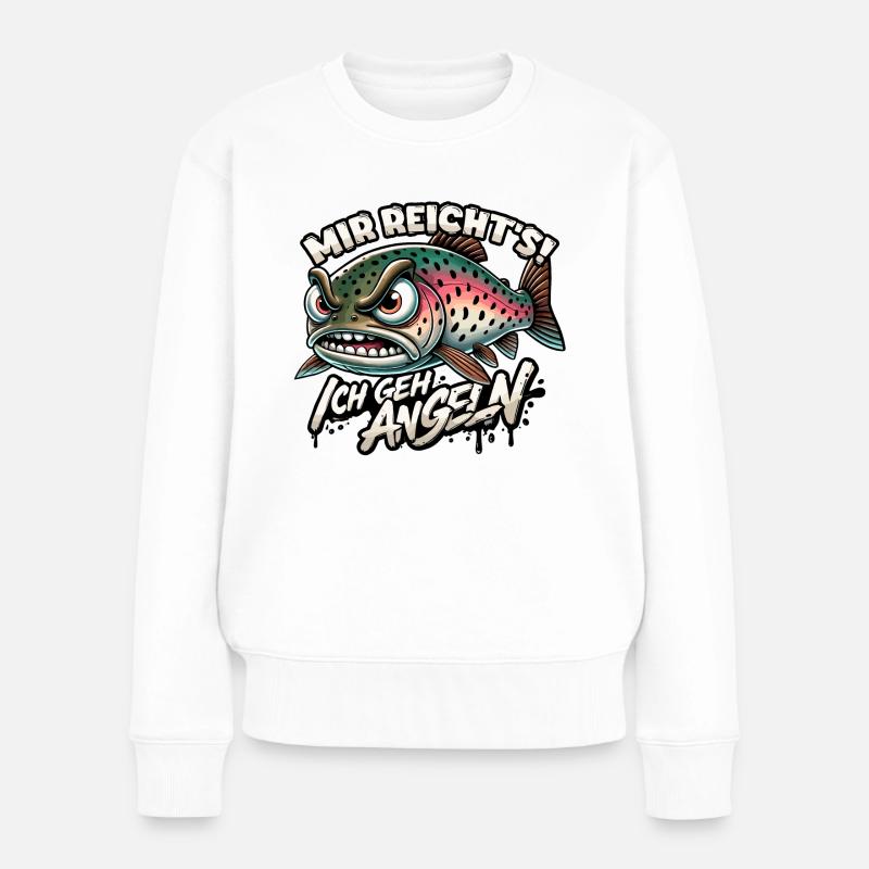 Mir reichts ich geh Angeln Forelle Geschenk - Frauen Premium Bio Pullover - Weiß