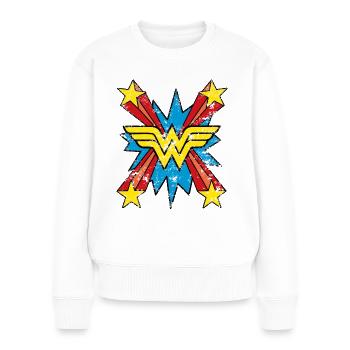 DC Comics Wonder Woman Logo Sterne Comic - Frauen Premium Bio Pullover - Weiß - Vorne - Julia (174cm)