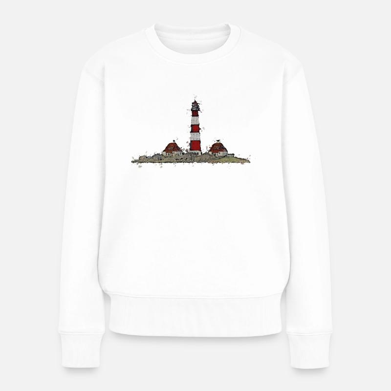 Le phare de Westerhever avec une différence - Pull Premium bio Femme - blanc