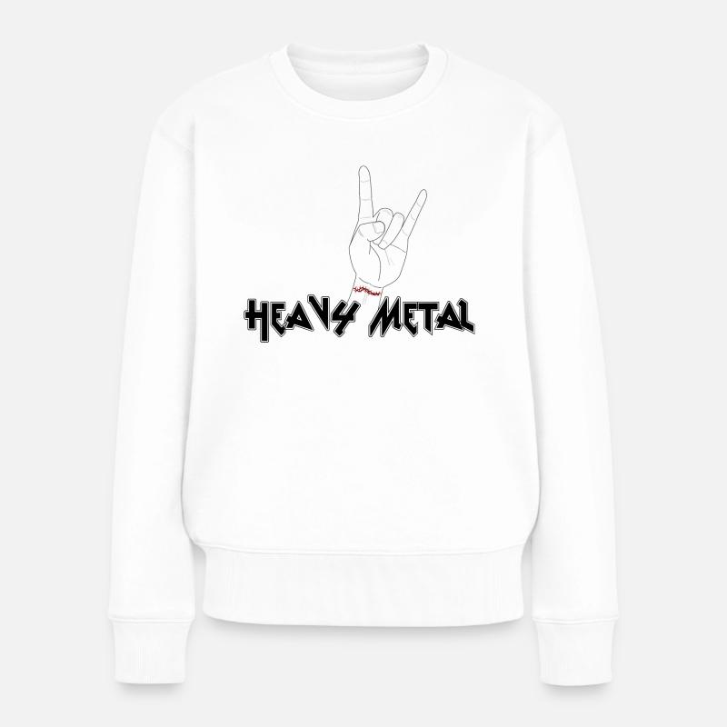 Heavy Metal - Frauen Premium Bio Pullover - Weiß