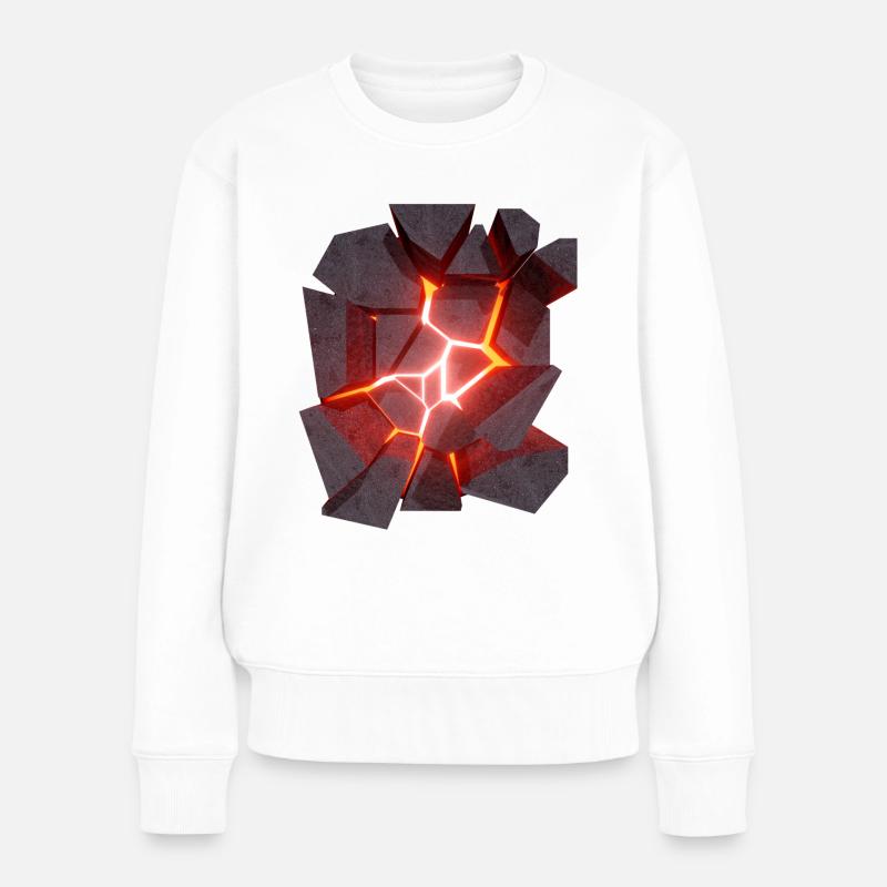 Conception 3D de volcan de lave rougeoyante - Pull Premium bio Femme - blanc