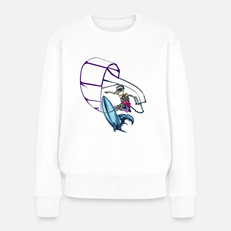 kitesurfen - Frauen Premium Bio Pullover - Weiß