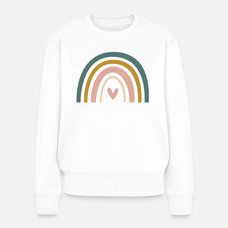 Regenbogen-Design - Frauen Premium Bio Pullover - Weiß