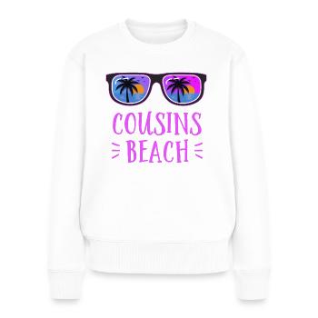 Plage de Cousins - Pull Premium bio Femme - blanc - Devant - Julia (174cm)
