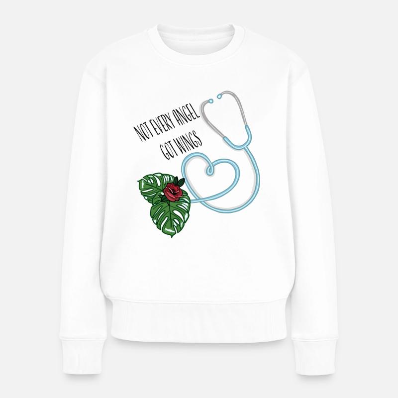 Stethoskope Nurse–, Krankenpfleger - Frauen Premium Bio Pullover - Weiß