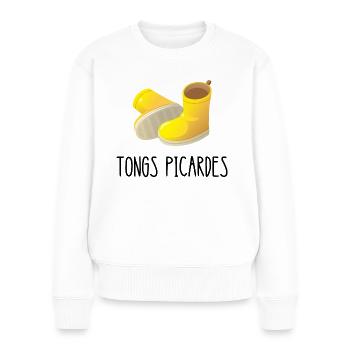 tongs picardes - Pull Premium bio Femme - blanc - Devant - Julia (174cm)