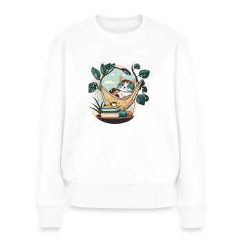 Katzenbuch-Liebhaber - Frauen Premium Bio Pullover - Weiß - Vorne - Julia (174cm)