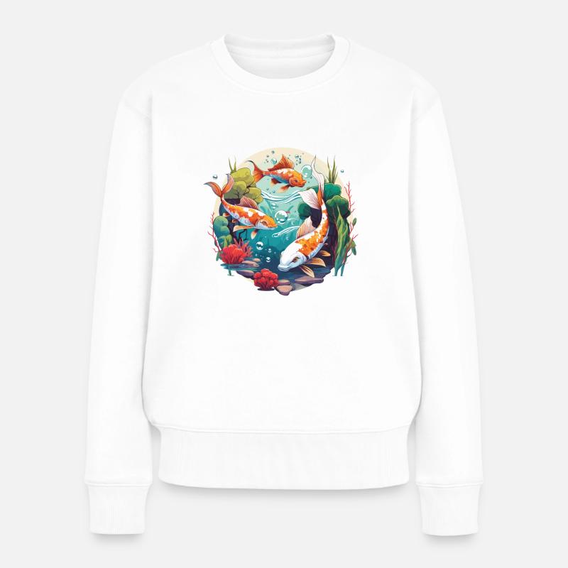 Koi-Wunderland - Frauen Premium Bio Pullover - Weiß