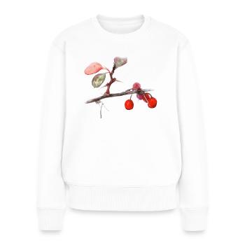 Aquarell Berberitze - Frauen Premium Bio Pullover - Weiß - Vorne - Julia (174cm)