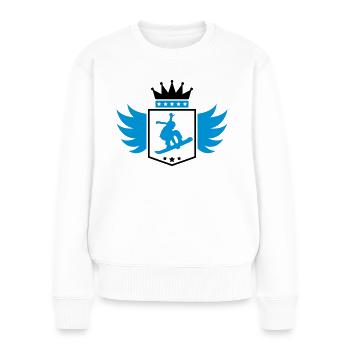 snowboard logo king design cool stunt - Frauen Premium Bio Pullover - Weiß - Vorne - Julia (174cm)