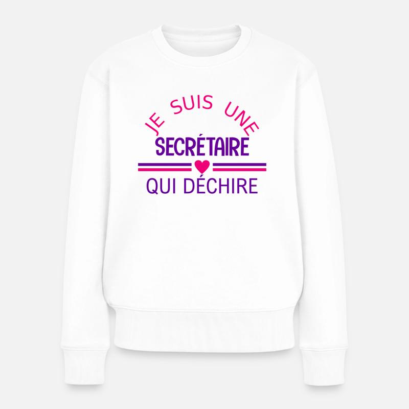 je suis une secrétaire qui déchire - Pull Premium bio Femme - blanc