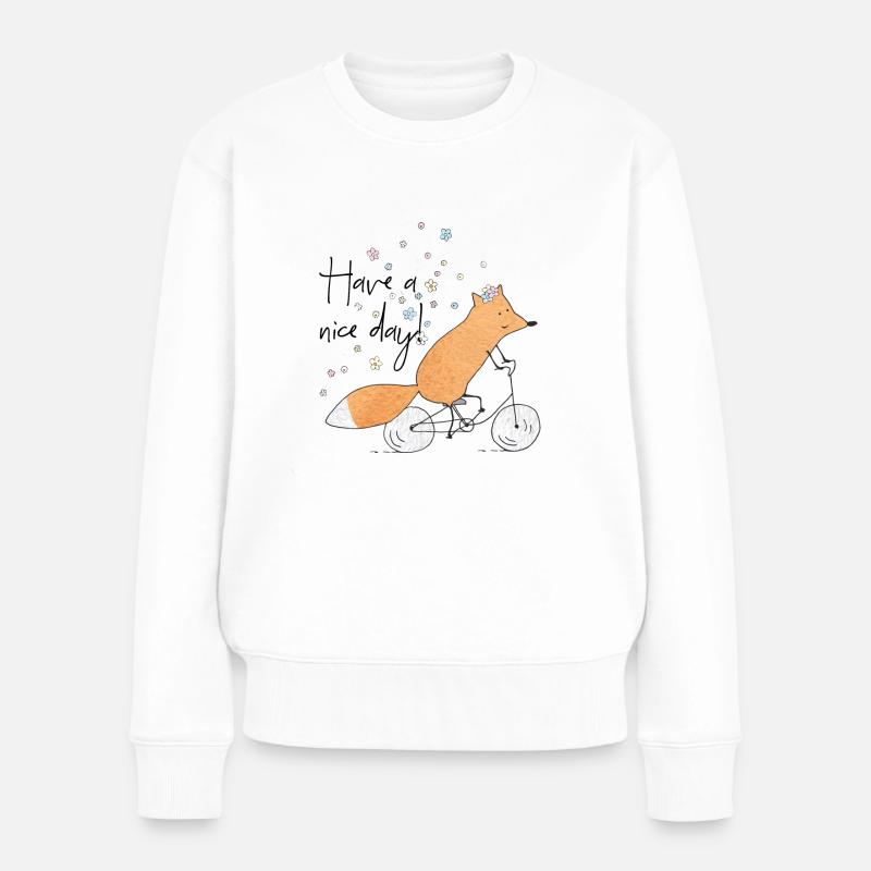 Fuchs im Frühling - Frauen Premium Bio Pullover - Weiß