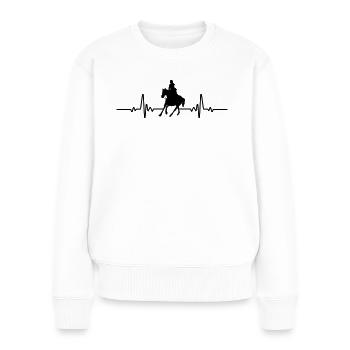 Pferd Herzschlag Reiterin Reiten EKG Reitverein - Frauen Premium Bio Pullover - Weiß - Vorne - Julia (174cm)