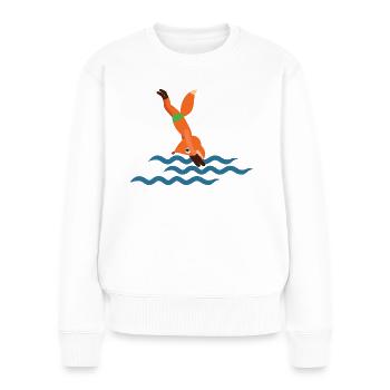 Fuchs Schwimmer - Frauen Premium Bio Pullover - Weiß - Vorne - Julia (174cm)