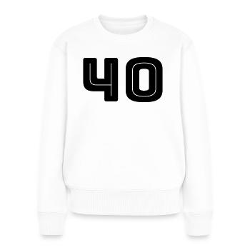 Zahl 40 - Geburtstag - Trikotnummer - Frauen Premium Bio Pullover - Weiß - Vorne - Julia (174cm)