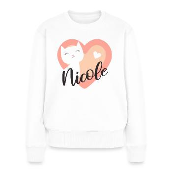 Nicole Name Vorname Kätzchen - Frauen Premium Bio Pullover - Weiß - Vorne - Julia (174cm)
