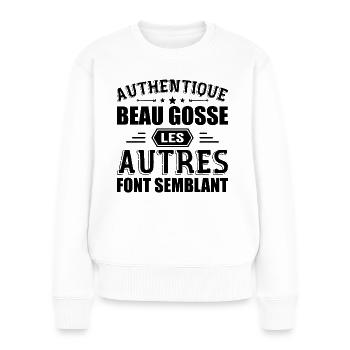 Authentisches gutaussehendes Kind - Frauen Premium Bio Pullover - Weiß - Vorne - Julia (174cm)