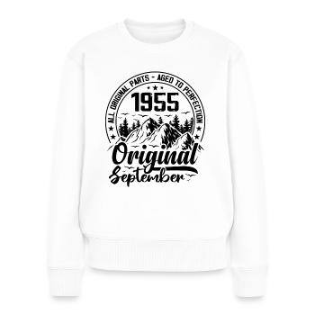 1955 September Original 69 Jahre altes Geburtstagsgeschenk - Frauen Premium Bio Pullover - Weiß - Vorne - Julia (174cm)