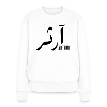 Name Arthur auf Arabisch - Frauen Premium Bio Pullover - Weiß - Vorne - Julia (174cm)