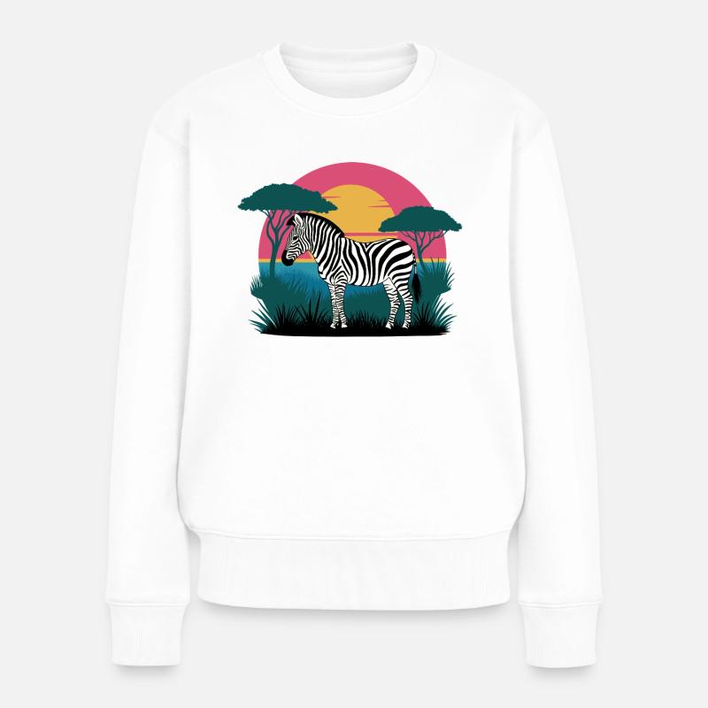 Sunset Zebra - Frauen Premium Bio Pullover - Weiß