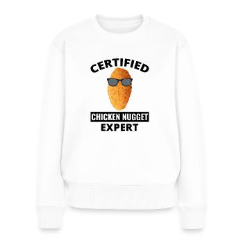Chicken Nuggets Fast Food Lustiger Spruch - Frauen Premium Bio Pullover - Weiß - Vorne - Julia (174cm)